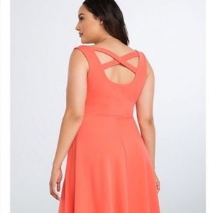 Torrid | Coral Cross Strap Skater Dress Size 1